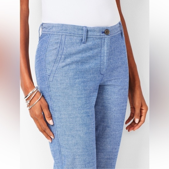 TALBOT’S GIRLFRIEND CHINO CHAMBRAY DENIM CROP PANTS SIZE 12 - Picture 3 of 11